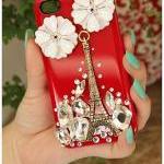 Flower With Eiffel Tower Cover Cell Phone CaseFor Iphone 4 Or Iphone 4s