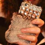Warm Soft Fur Feather Crystal IPhone5 Lace Flower Crystal Case Iphone 5 Case Iphone Hard Case Iphone Cover Bling Case Gem