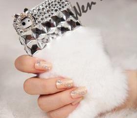 Fur And Rhinestone iPhone 5 Case, Cute iPhone Cases, Sparkling iPhone Case