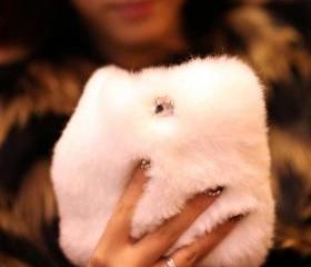  luxury fur iPhone 4 case White fur Warm Unique Furry iPhone cover