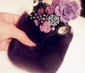 Luxury Fur With Bling Bling Deco Rhinestone Case Iphone 4 4s